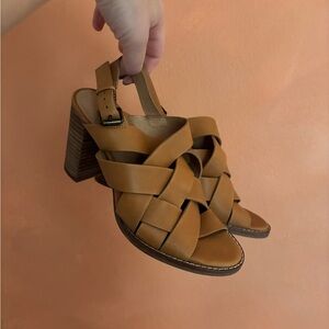 Madewell “The Cindy Sandal” Tan Leather Heeled Sandals